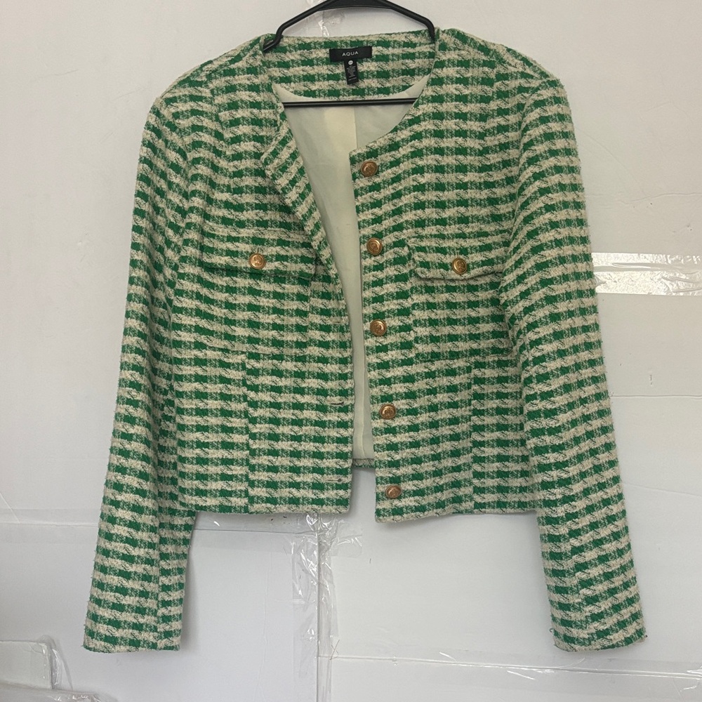 Green and White Tweed Jacket
